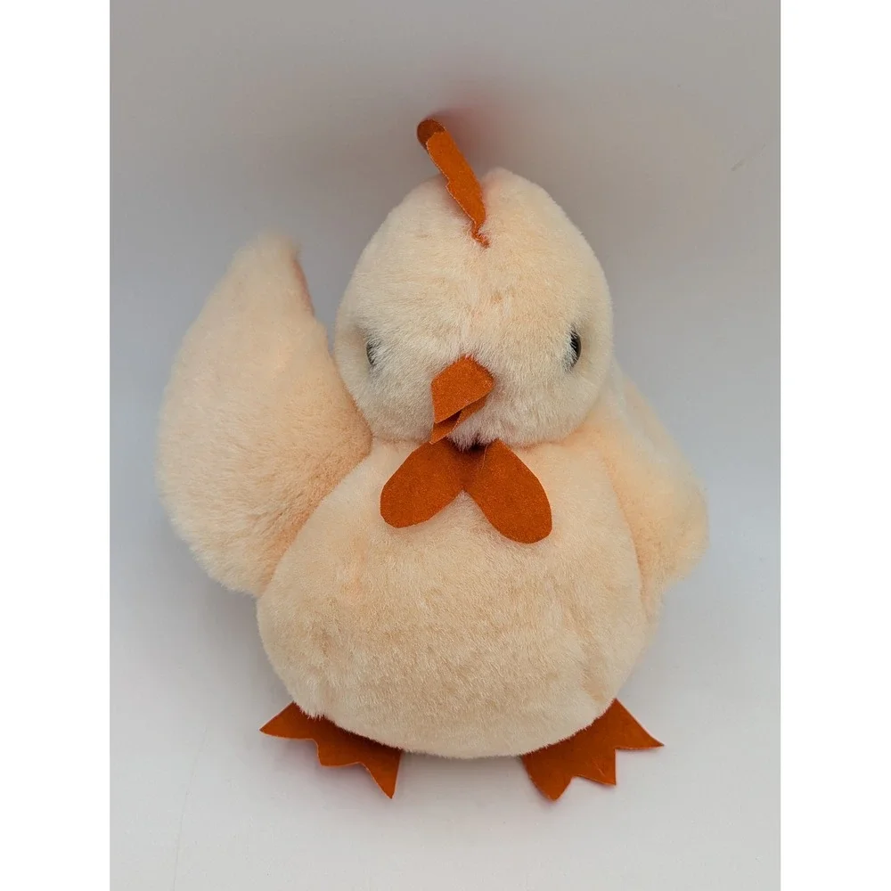 Omi Plusch Plush Chicken Chick Peach‎ Orange Round Chonky Bird Felt Accents